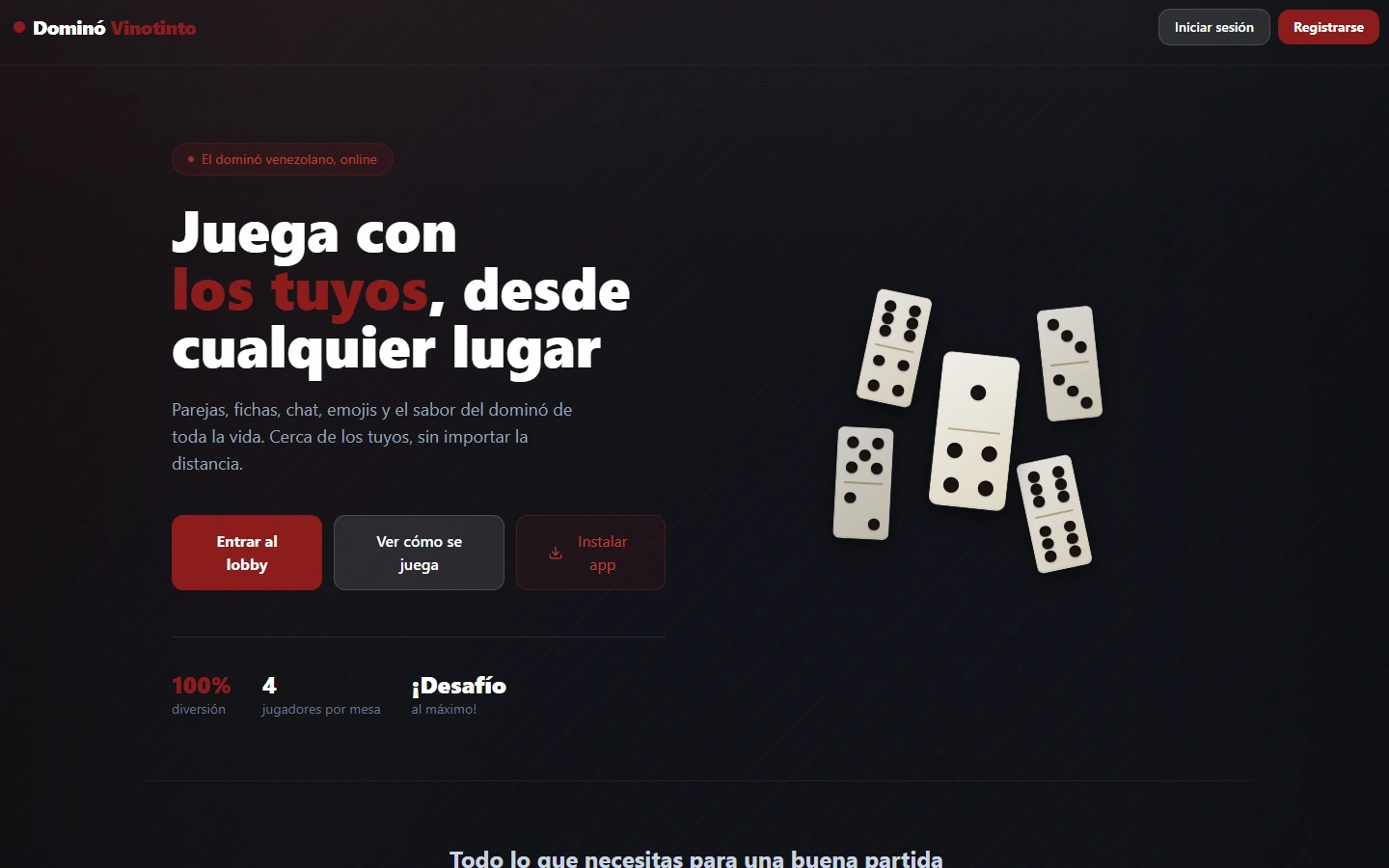 Portada de Dominó Vinotinto, juego web de dominó venezolano
