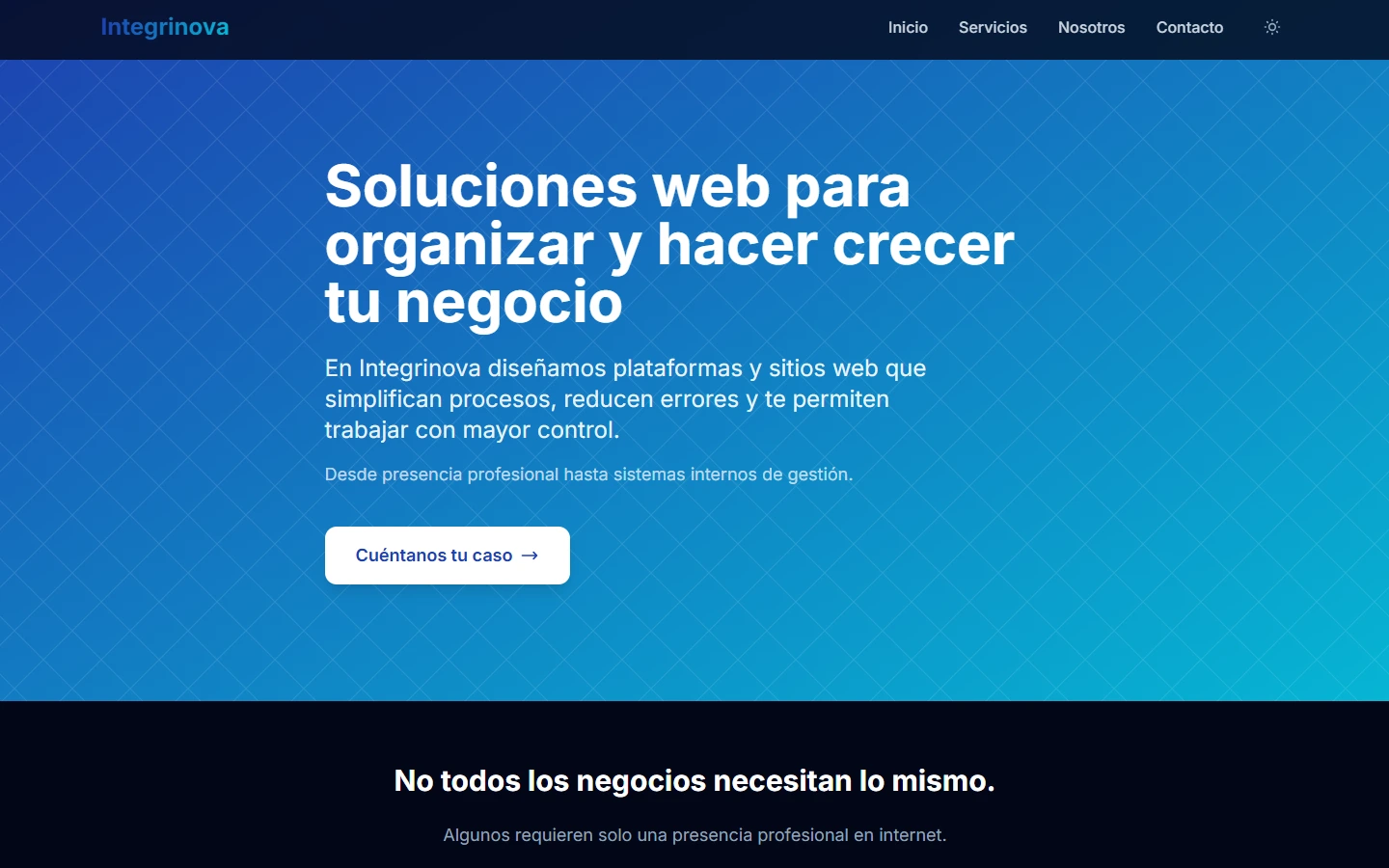 Portada de Integrinova, sitio corporativo de servicios web
